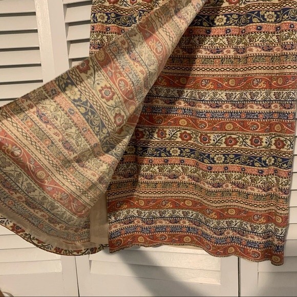 Vintage Boho Talbots Printed Faux Wrap Skirt 100% Rayon Size 10 Made in USA - Picture 2 of 9